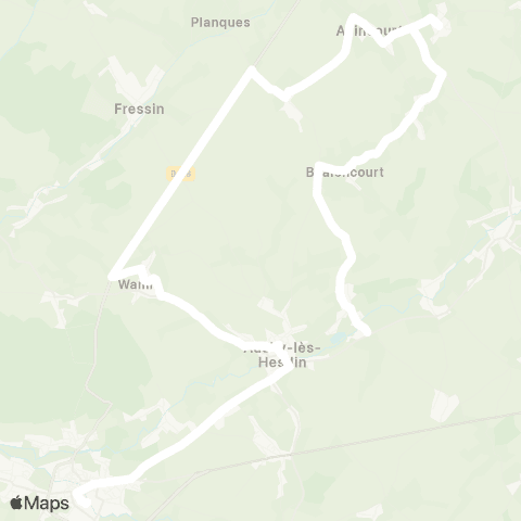 Hauts-de-France Car 62 - Lignes scolaires Clg J. Rostand / Auchy-les-Hesdin map