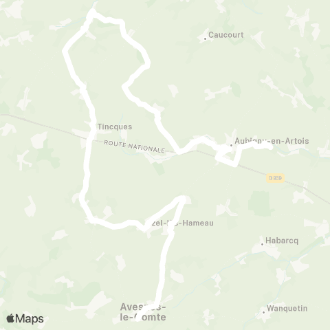 Hauts-de-France Car 62 - Lignes scolaires Clg du Val de Gy / Avesnes-le-Comté map