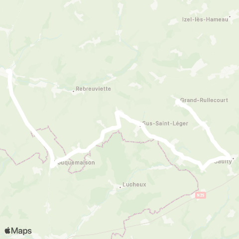 Hauts-de-France Car 62 - Lignes scolaires Clg du Sacré Coeur / Frévent map