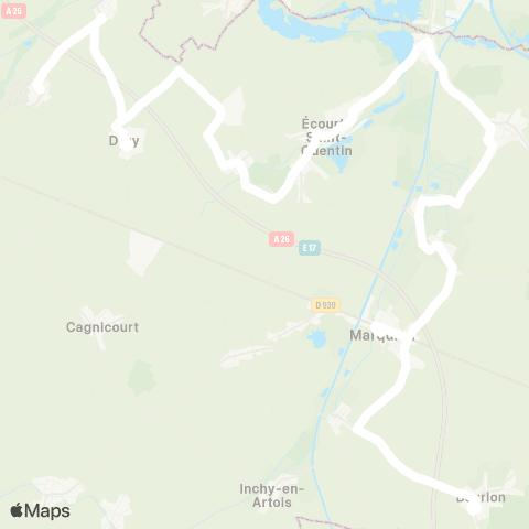 Hauts-de-France Car 62 - Lignes scolaires Clg Saint-Joseph / Bourlon map
