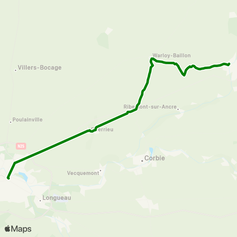 Hauts-de-France Car 80 Albert - Franvillers - Amiens map
