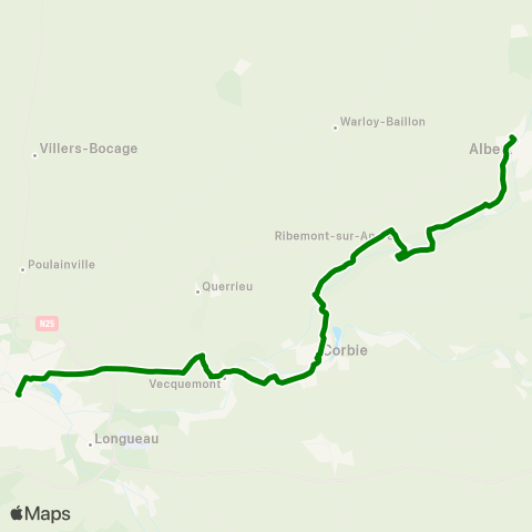 Hauts-de-France Car 80 Amiens - Corbie - Albert map