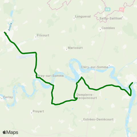 Hauts-de-France Car 80 Albert - Bray sur Somme - Peronne map