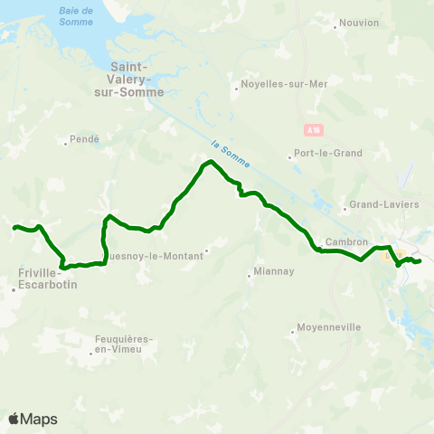 Hauts-de-France Car 80 Abbeville - Arrest - Vaudricourt map