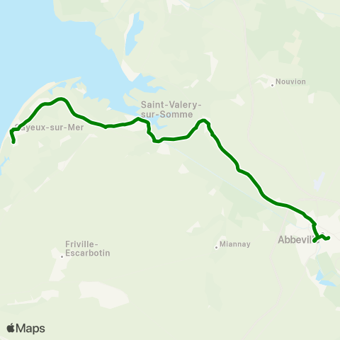 Hauts-de-France Car 80 Abbeville - Cayeux / Mer - Mers les Bains map