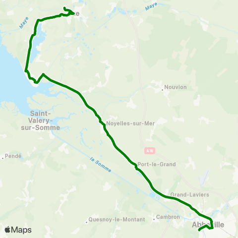 Hauts-de-France Car 80 Abbeville – le Crotoy – Rue map