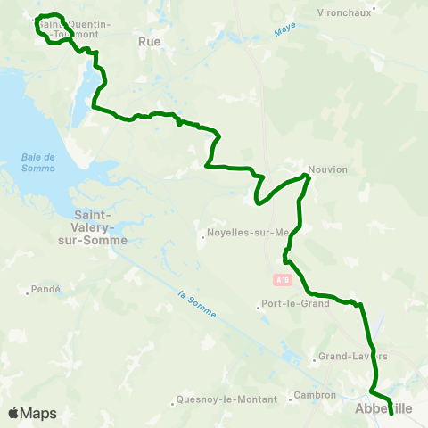 Hauts-de-France Car 80 St Quentin en Tourmont - Abbeville map