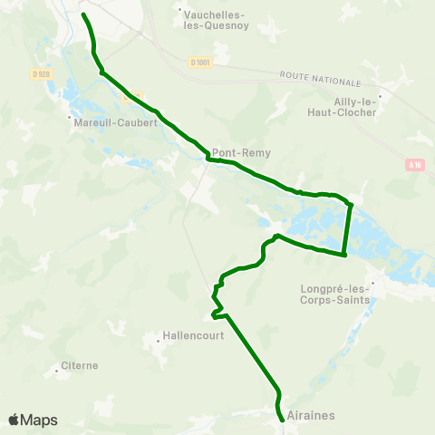 Hauts-de-France Car 80 Airaines – Abbeville map