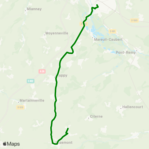 Hauts-de-France Car 80 Oisemont – Abbeville map