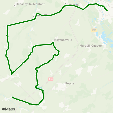 Hauts-de-France Car 80 Vismes - Tours en Vimeu - Abbeville map