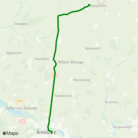 Hauts-de-France Car 80 Doullens - Beauquesne - Amiens map