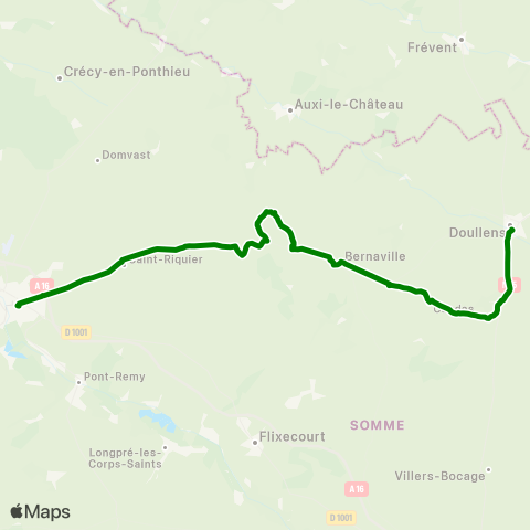 Hauts-de-France Car 80 Doullens - Bernaville - Abbeville map