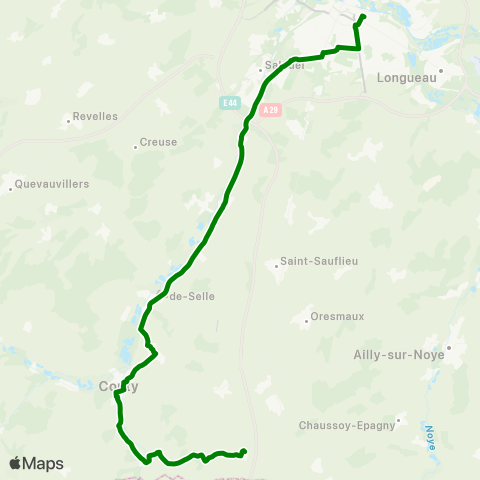 Hauts-de-France Car 80 Crèvecœur le Grand - Conty - Amiens map
