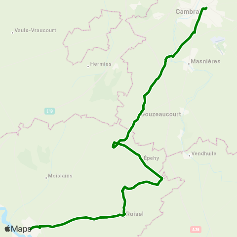 Hauts-de-France Car 80 Peronne - Roisel - Cambrai map