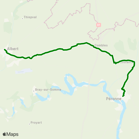 Hauts-de-France Car 80 Albert - Combles - Peronne map