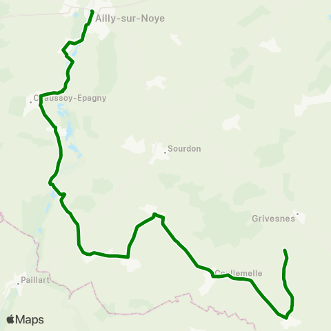 Hauts-de-France Car 80 Montdidier - Ailly sur Noye - Amiens map