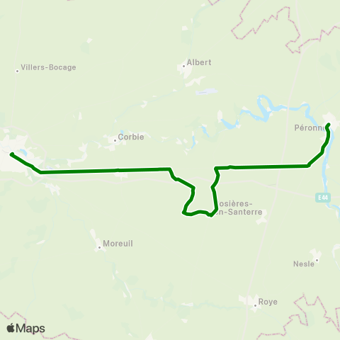 Hauts-de-France Car 80 Peronne - Rosières en Santerre - Amiens map