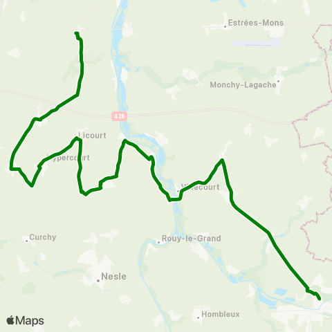 Hauts-de-France Car 80 Peronne - Matigny - Ham map