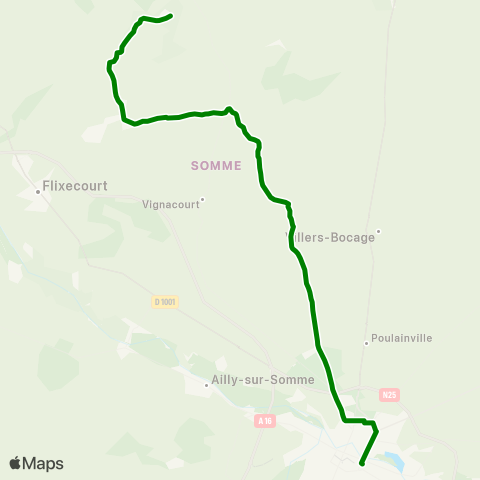 Hauts-de-France Car 80 Domart en Ponthieu - Amiens map