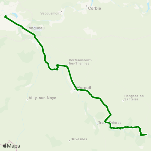 Hauts-de-France Car 80 Davenescourt - Moreuil - Amiens map