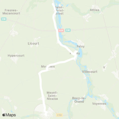 Hauts-de-France Car 80 - Lignes scolaires  map