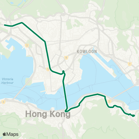 Kowloon Motor Bus Shau Kei Wan - Mei Foo map