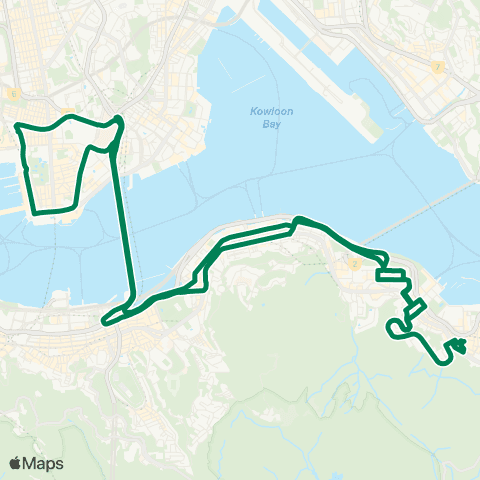 Kowloon Motor Bus Shau Kei Wan - Tsim Sha Tsui (Circular) map