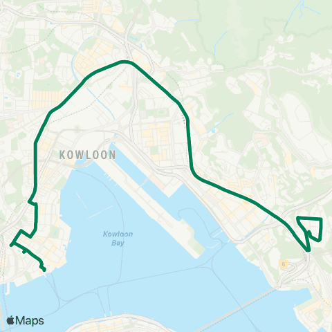 Kowloon Motor Bus Ping Tin - Hung Hom (Hung Luen Road) map