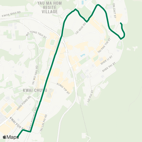 Kowloon Motor Bus Kwai Chung (On Yam Estate) - Kwai Fong Sta map