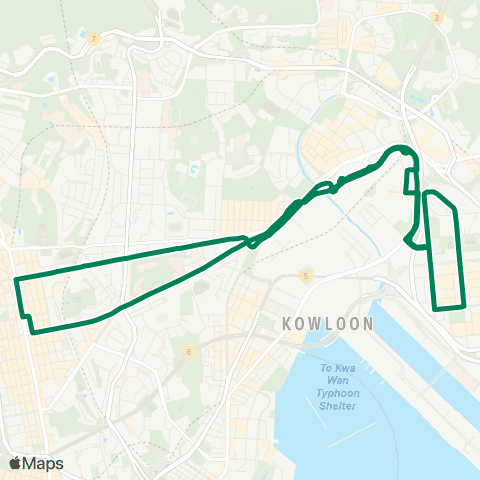 Kowloon Motor Bus Kai Yip - Mong Kok (Circular) map