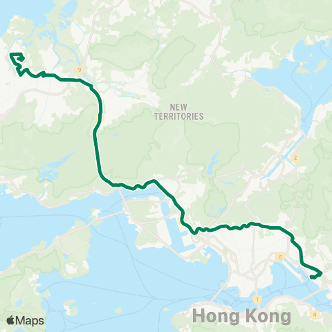 Kowloon Motor Bus Tin Shui Wai Town Ctr - Kwun Tong Ferry map