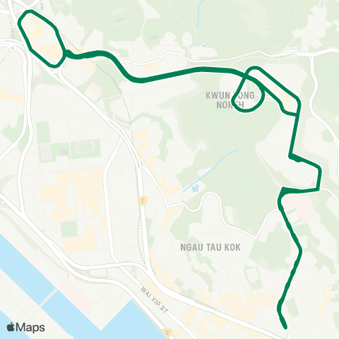 Kowloon Motor Bus Choi Hung - Kwun Tong (Circular) map