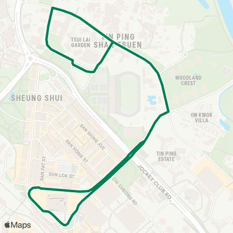 Kowloon Motor Bus Tsui Lai Garden - Tin Ping (Circular) map