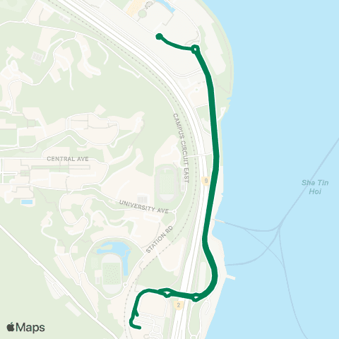 Kowloon Motor Bus Univ Sta - Hong Kong Science Pk (Circular) map