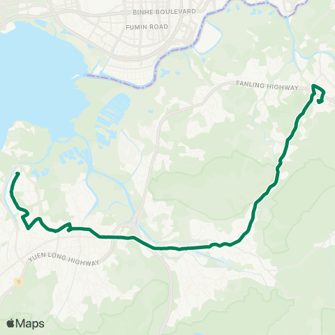 Kowloon Motor Bus Tin Heng Estate - Sheung Shui (Tai Ping) map
