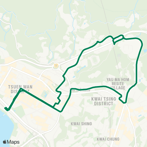 Kowloon Motor Bus Tsuen Wan W Sta - Lei Muk Shue (Circular) map