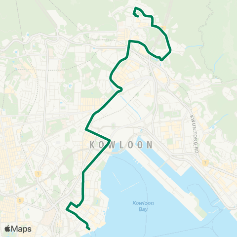 Kowloon Motor Bus Tsz Wan Shan (Central) - Hung Hom (Hung Luen Rd) map