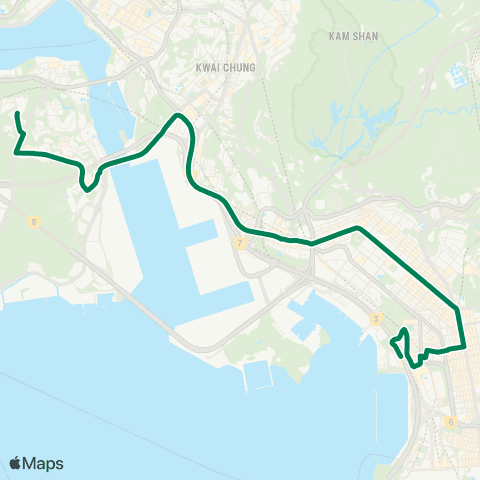 Kowloon Motor Bus Tsing Yi (Cheung Hong Estate) - Island Harbourview map