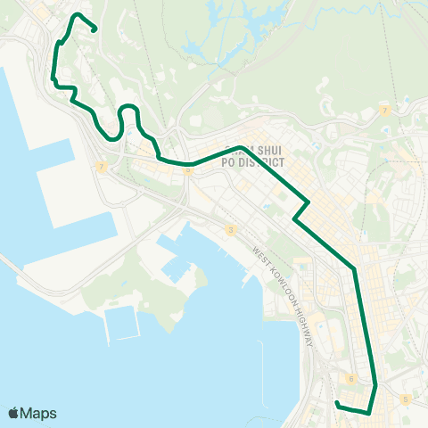 Kowloon Motor Bus Jordan (W Kowloon Sta) - Kwai Chung (Lai Yiu Estate) map