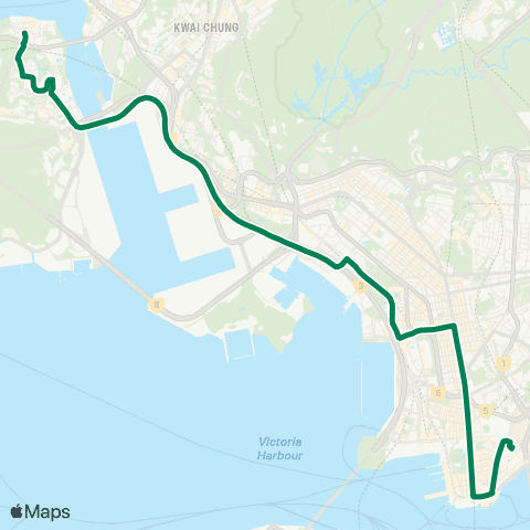 Kowloon Motor Bus Tsing Yi (Cheung On Estate) - Tsim Sha Tsui E map