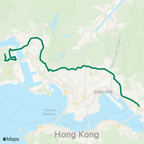 Kowloon Motor Bus Tsing Yi (Cheung Hang Estate) - Lam Tin Sta map