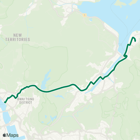 Kowloon Motor Bus Yiu On - Tsuen Wan West Station map