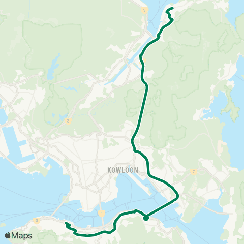 Kowloon Motor Bus Central (Hong Kong Sta) - Ma On Shan Town Ctr map
