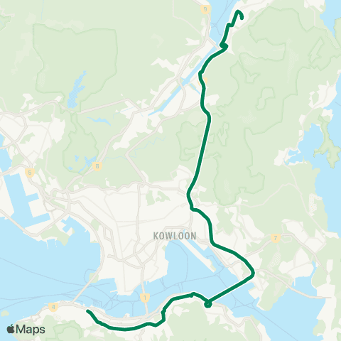 Kowloon Motor Bus Yiu On - Sheung Wan map