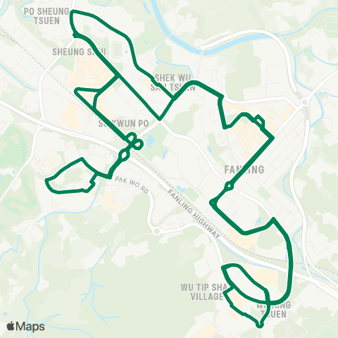 Kowloon Motor Bus Fanling (Wah Ming) - Ching Ho (Circular) map