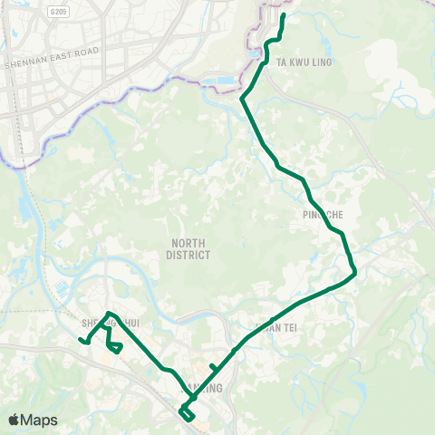 Kowloon Motor Bus Choi Shek Estate - Ta Kwu Ling (Tsung Yuen Ha) map