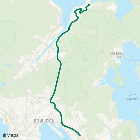 Kowloon Motor Bus Wu Kai Sha Station - Lam Tin Station map