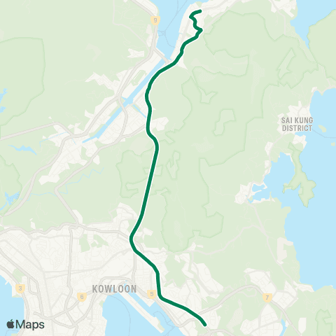 Kowloon Motor Bus Ma On Shan Town Centre - Lam Tin Station map