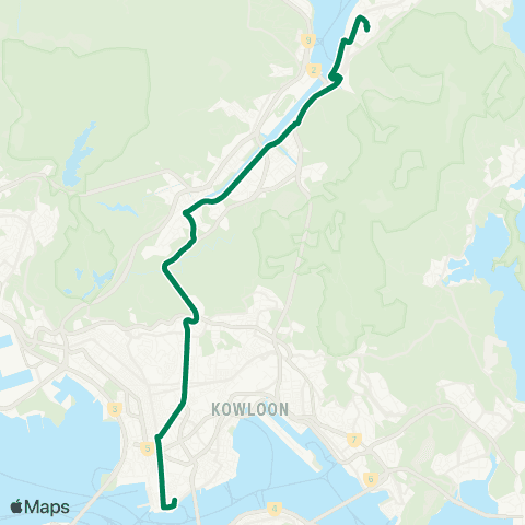 Kowloon Motor Bus Yiu On - Tsim Sha Tsui East (Mody Road) map