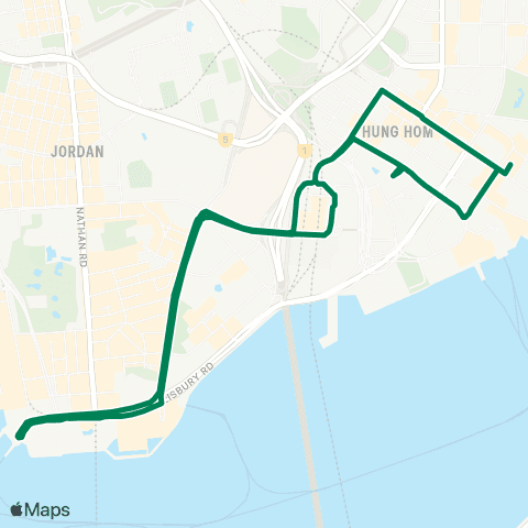 Kowloon Motor Bus Whampoa Garden - Tsim Sha Tsui (Circular) map